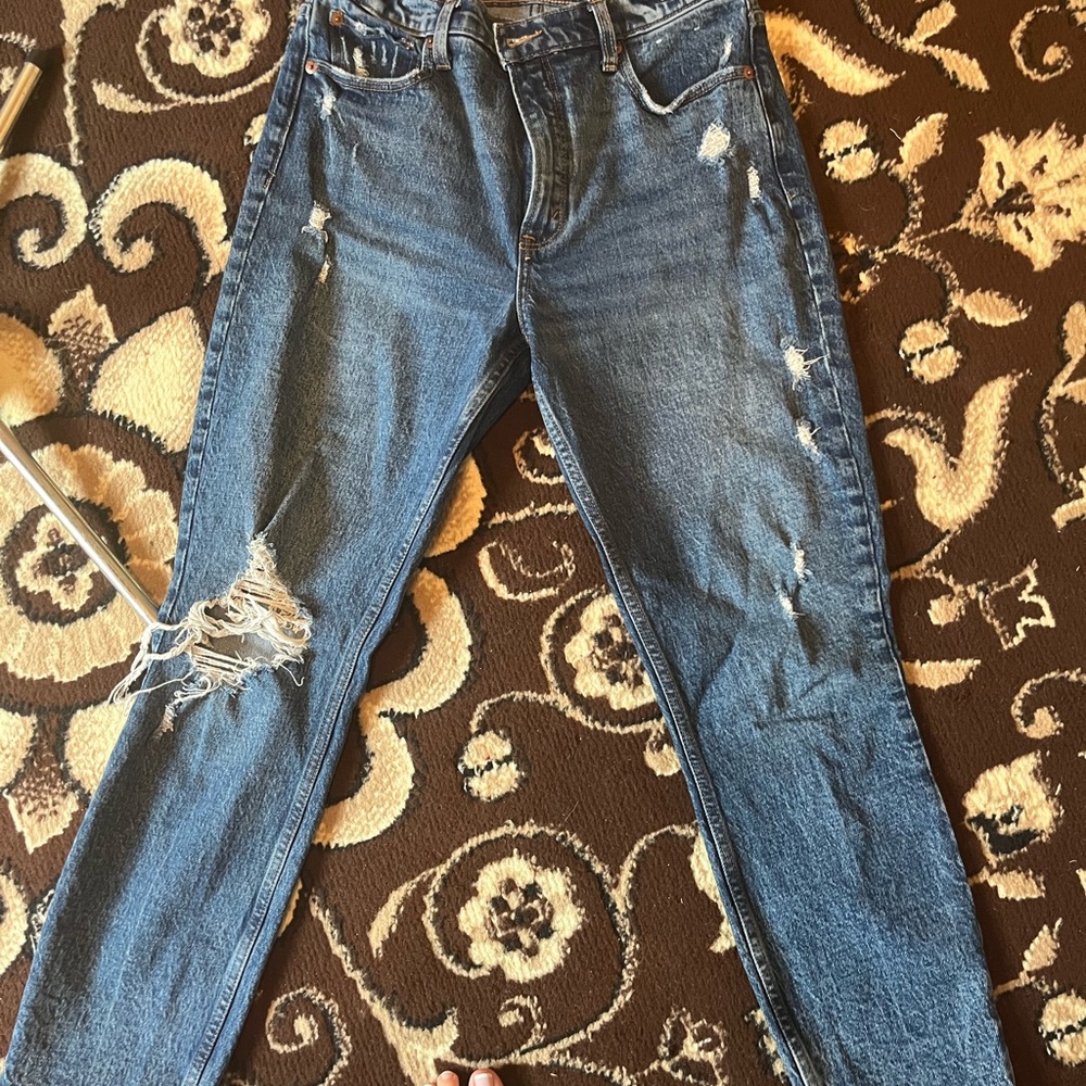 Abercrombie & Fitch Blue Distressed Boyfriend Jeans